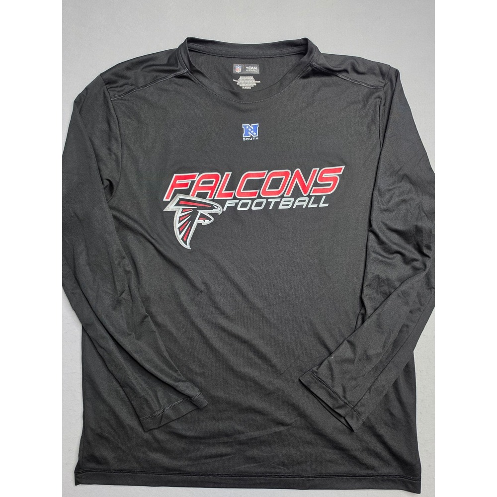 NFL Team Apparel Atlanta Falcons Football Shirt Men's XL Black Logo Long Sleeve